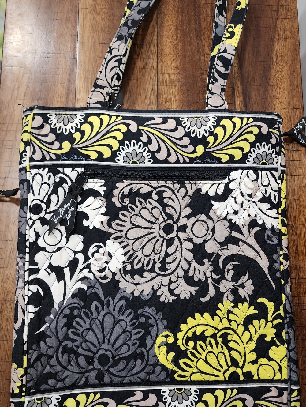 Vera Bradley Black, Yellow & Cream Quilted Floral Laptop Bag